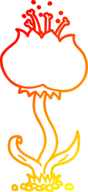 Orijinal, sıcak, çizgi film karakteri egzotik çiçeğin çizimi.