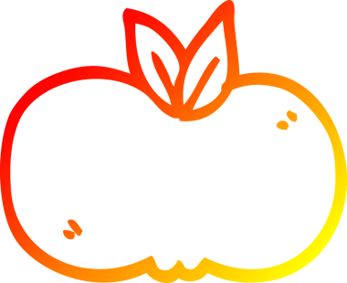 Bir çizgi film elmasının orjinal sıcak çizgi çizimi