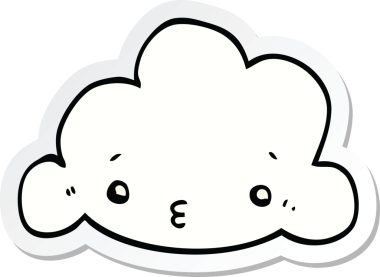 Sevimli bir karikatür bulutunun orijinal çıkartması