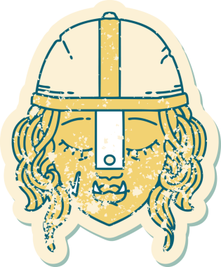 Orijinal Retro Dövme Biçimli Ork savaşçı yüzü