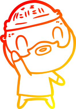 Çizgi film karakteri sakallı bir adamın orjinal sıcak çizgi çizimi