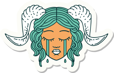 Ağlayan kiremitli karakter yüzünün orijinal çıkartması