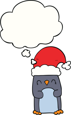 Düşünce baloncuklu orijinal penguen