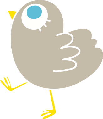 Orijinal el çizimi tuhaf çizgi film sarı kuş