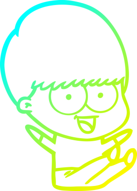 Mutlu bir çizgi film çocuğunun orjinal soğuk gradyan çizimi