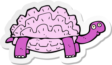 Bir karikatür kaplumbağasının orijinal çıkartması.