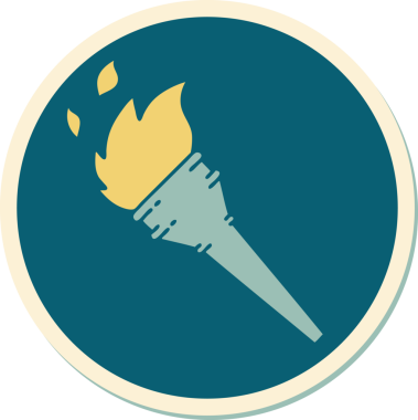 Orijinal dövme çıkartması geleneksel bir meşale stili.