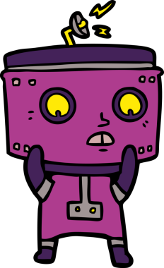 Bir insan tarafından çizilmiş orijinal çizgi film robotu