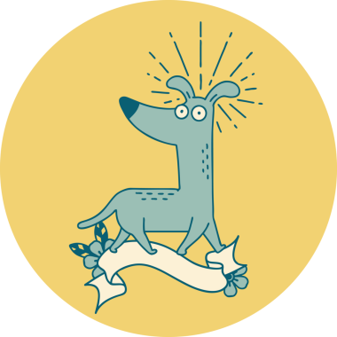 Dövme tarzının orijinal simgesi. Şaşırmış köpek.