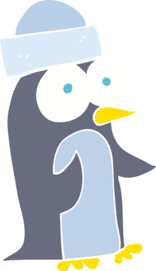 Penguenin orijinal düz renk çizimi