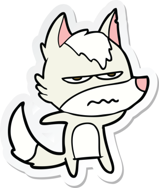 Sinirli bir kurdun orijinal çıkartması.