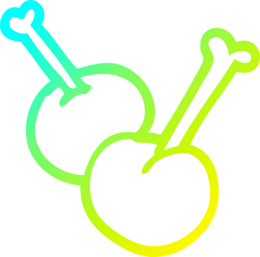 Orijinal soğuk eğimli çizgi film çizimi kırmızı kirazlar