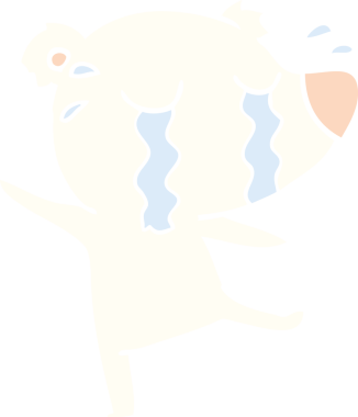 Orijinal düz renkli karikatür ağlayan kutup ayısı