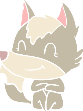 Gerçek dost canlısı düz renkli çizgi film kurdu.