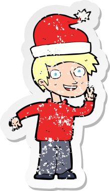 Orijinal retro sıkıntılı karikatürist etiketi Noel için hazır