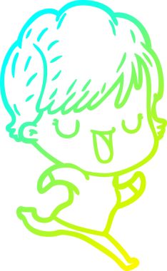 Bir çizgi film kadınının orijinal soğuk eğilim çizimi.