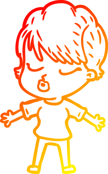 Orjinal sıcak çizgi çizgi film karakteri gözleri kapalı bir kadın çizimi