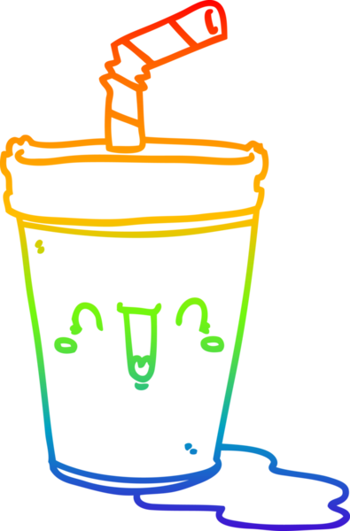 Orijinal gökkuşağı gradyan çizgi çizimi şirin bir karikatür soda