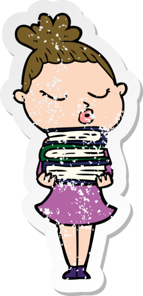 Sakin bir çizgi film karakterinin orijinal sıkıntılı çıkartması.