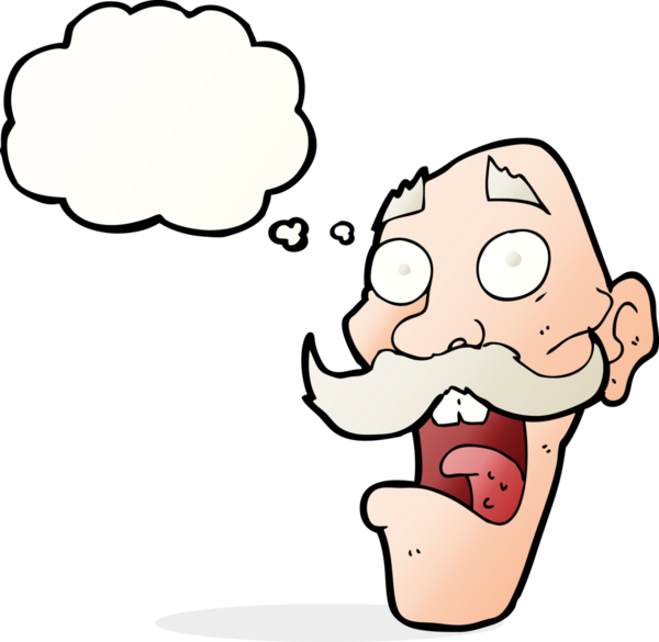 Orijinal çizgi film düşünce balonlu yaşlı adamı korkuttu.