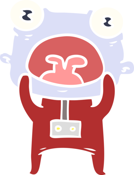 Orijinal düz renkli çizgi film. Garip uzaylı iletişimi.