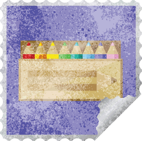 Orijinal renkli kalemler paketi grafik kare çıkartma damgası