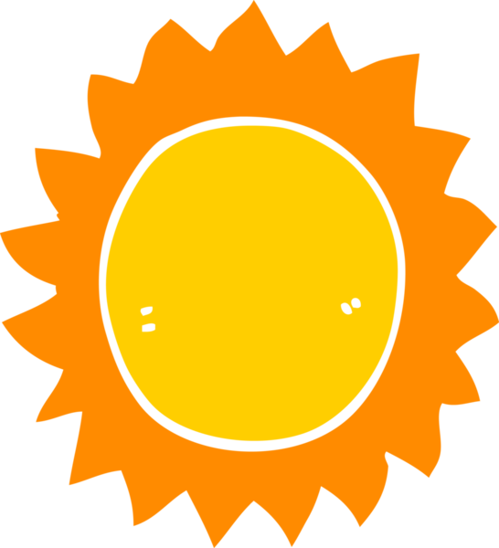 Orijinal düz renkli çizgi film güneşi