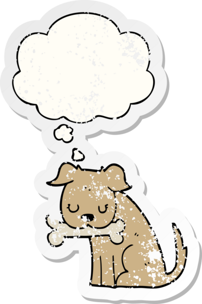 Üzüntülü bir çıkartma olarak düşünce balonu olan orijinal çizgi film köpeği.