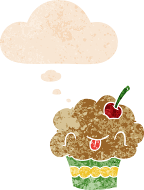 Düşünce baloncuklu orijinal kapkek grunge sıkıntı retro desenli tarzı