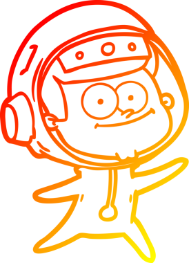 Mutlu bir astronot çizgi filminin orjinal sıcak çizgi çizimi