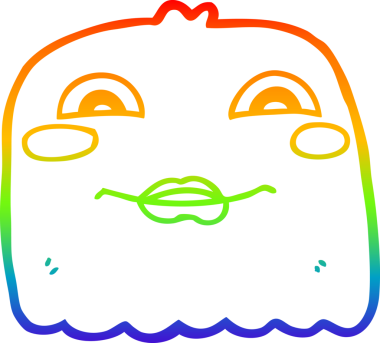 Orijinal gökkuşağı gradyan çizgi çizimi bir karikatür hayaleti