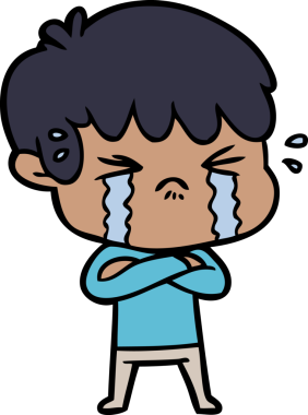 Orijinal çizgi film çocuğu ağlıyor.