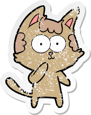 Çizgi film kedisinin orijinal sıkıntılı çıkartması.