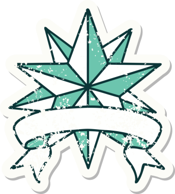 Orijinal yıpranmış, üzerinde yıldız işareti olan eski bir etiket