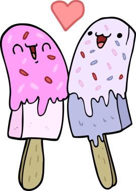 Orijinal karikatür buz lolipopu aşık