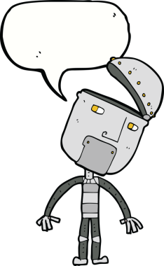 Konuşma baloncuklu orijinal çizgi film robotu