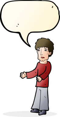 Orijinal karikatür adam konuşma balonuyla açıklıyor