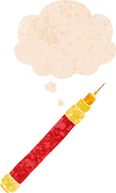 Düşünce baloncuklu orijinal çizgi film kalemi grunge sıkıntı retro desenli biçimi