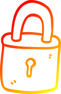 Kilitli asma kilidin orijinal sıcak çizgi çizimi