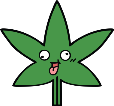 Marihuana yaprağının orjinal şirin karikatürü