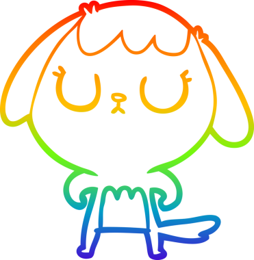 Orijinal gökkuşağı gradyan çizimi şirin bir çizgi köpek çizimi