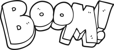 Orijinal freehand siyah beyaz çizgi film bum