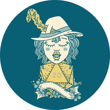 Orijinal Retro Dövme Tarzı 20 zarlı insan ozanı