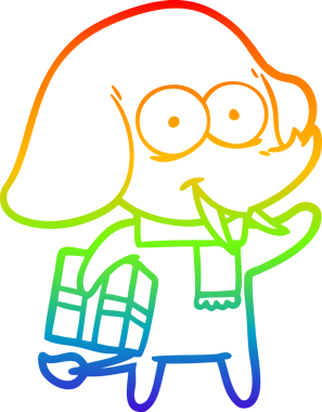 Mutlu bir filin gökkuşağı gradyan çizimi.