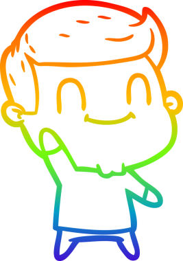 Orijinal gökkuşağı gradyan çizgi çizimi mutlu bir adamın