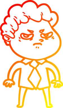 Orijinal sıcak çizgi çizgisi kızgın bir adamın çizimi.