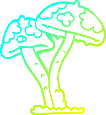 Orijinal soğuk eğimli çizgi film mantarı çizimi