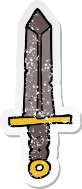 Bir karikatür kılıcının orijinal ıstıraplı çıkartması