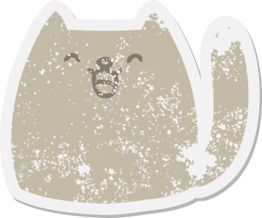 Orijinal şirin çizgi film kedi şekilli grunge çıkartması