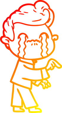 Orjinal sıcak çizgi film karakteri ağlayan bir adamın çizimi